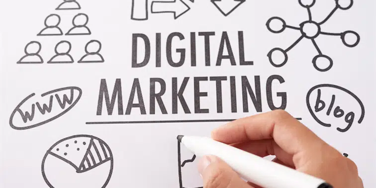 Digital Marketing written in pen