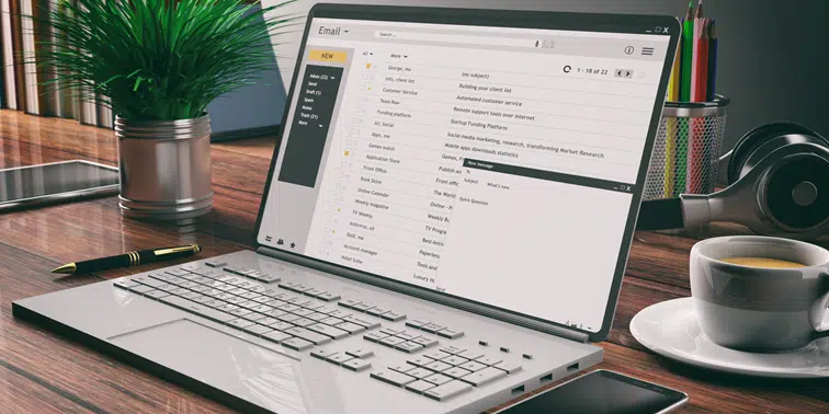 laptop screen showing email marketing